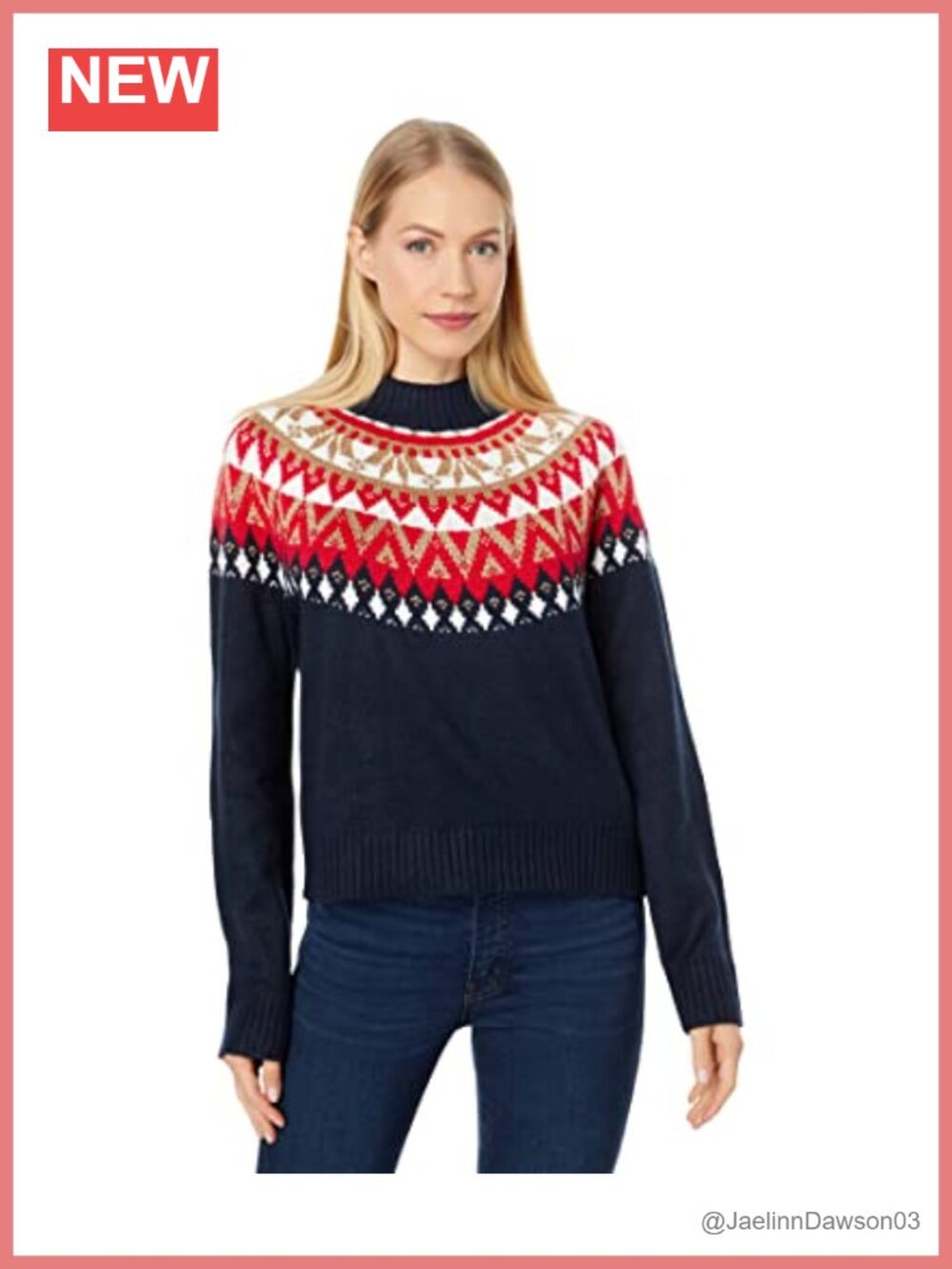 Fairisle Long Sleeve Crewneck Sportswear Sweater Pullover Loose Fit